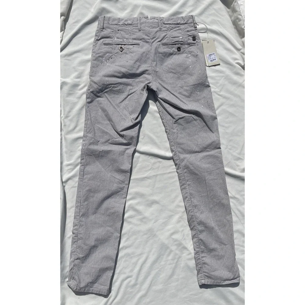 INCOTEX Seersucker Pants Men 28 Cotton Linen Paint Splatter Striped Slim Fit